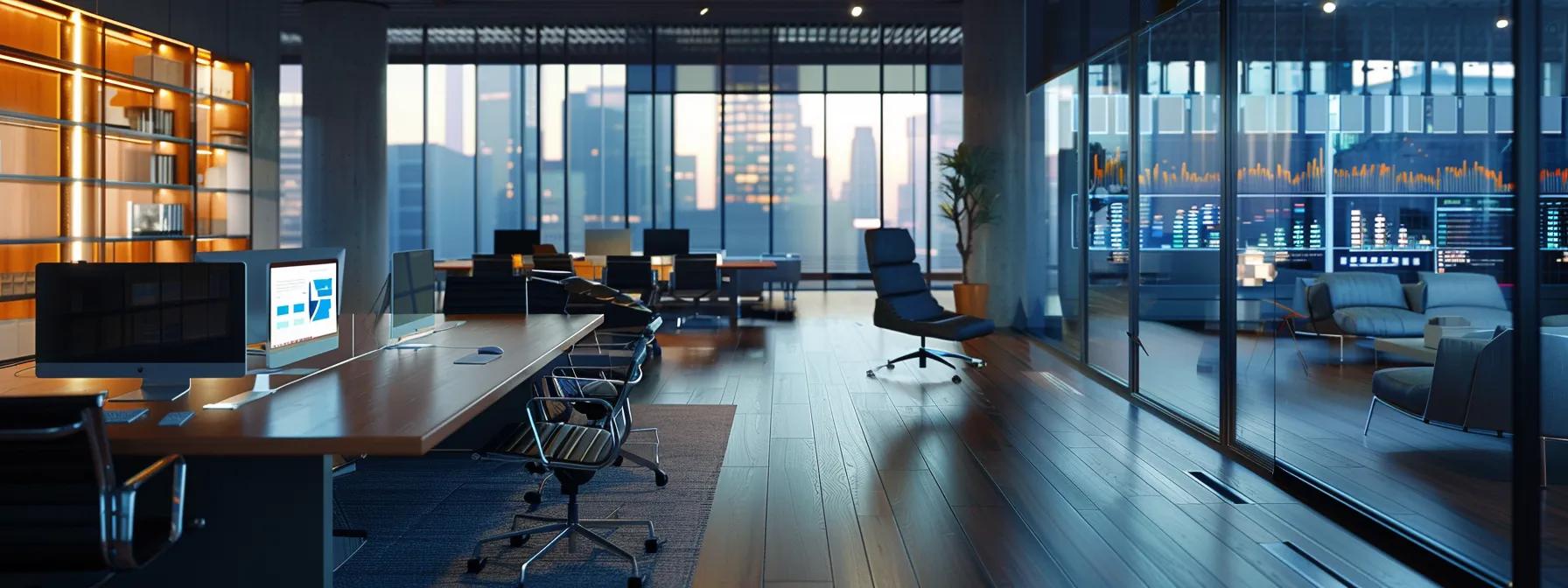 a sleek, modern workspace bathed in soft natural light, featuring a high-tech dashboard displaying vibrant metrics and graphs that illustrate the efficiency of workflow automation, symbolizing the unlocking of potential roi for businesses.