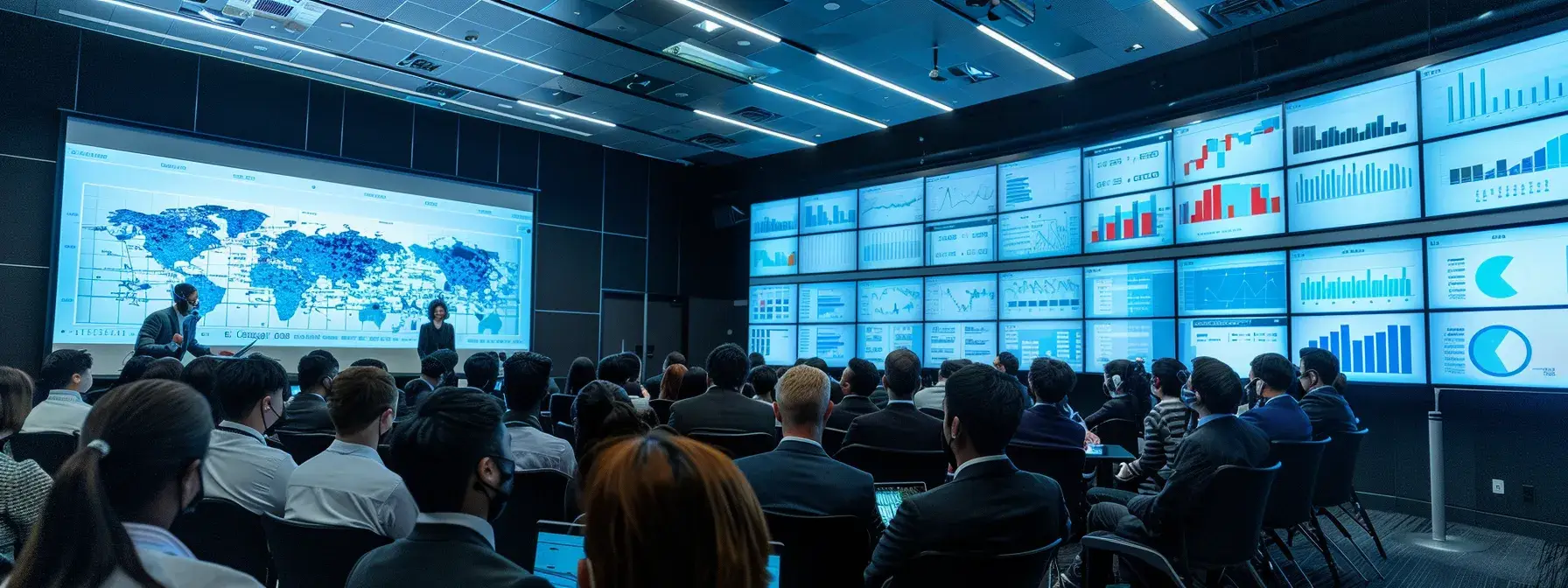 a dynamic conference room filled with diverse professionals engaged in vibrant discussions, analyzing mobile app strategies on screens, with glowing graphs illustrating enhanced security, performance, and usability.