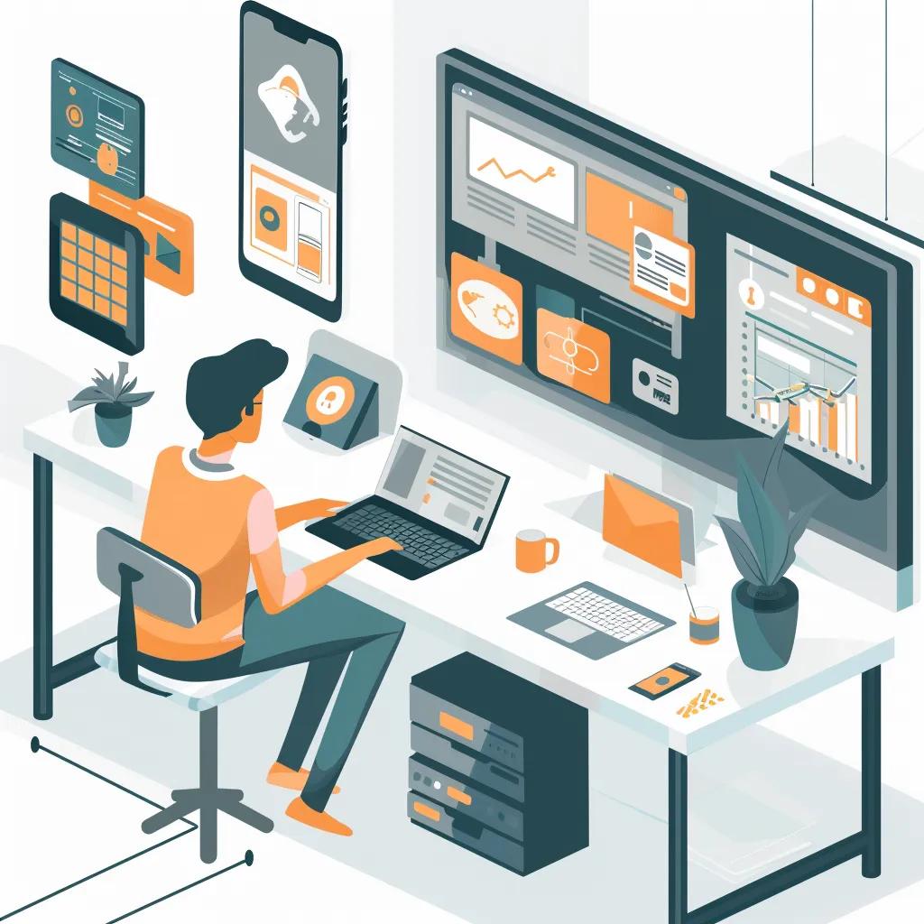 Developer working on CI/CD pipelines for mobile app development in a modern workspace