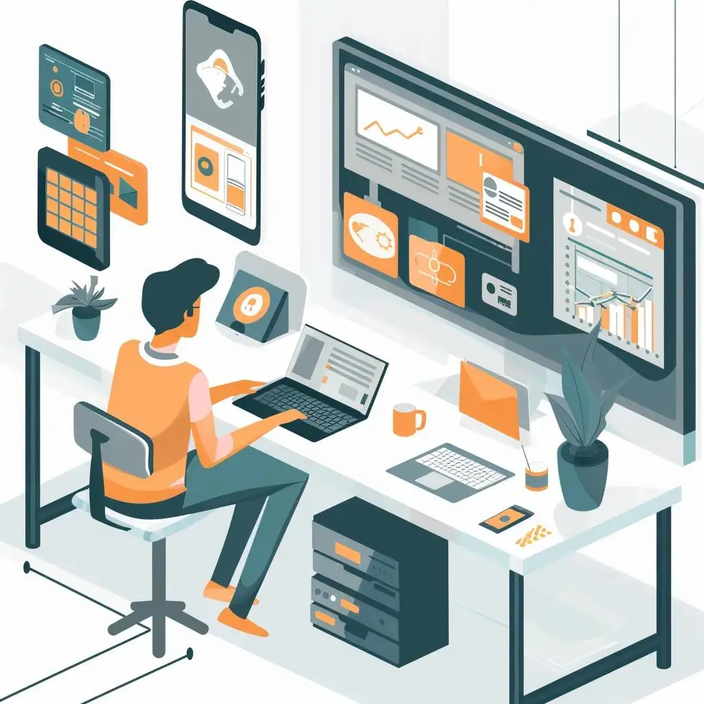 Developer working on CI/CD pipelines for mobile app development in a modern workspace
