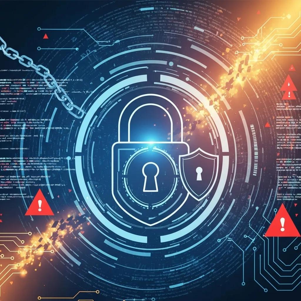 Digital security symbols representing risks in AI-generated code