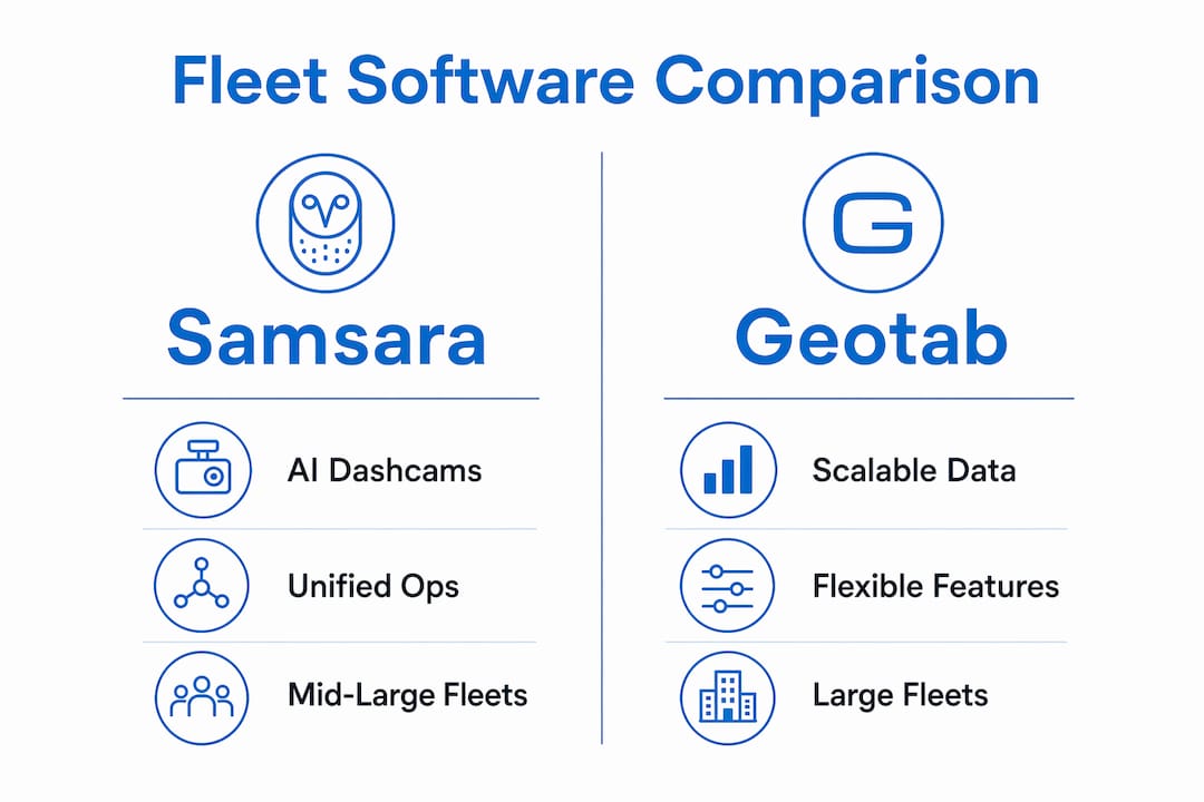 Infographic comparing Samsara and Geotab features